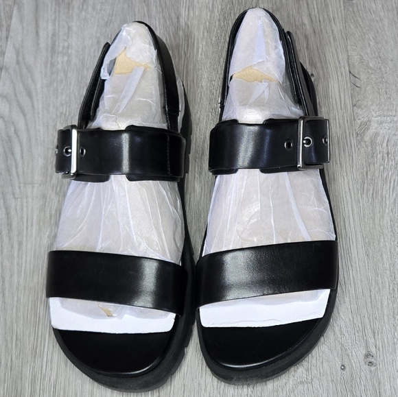 Vionic Torrance Platform Lug Sandal Women's 7.5 Black Leather Comfort New NIB - Picture 2 of 15